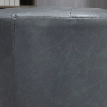 360 Swivel Foot Stool PU Ottoman w/ Thick Padding & Steel Base, Grey by HOMCOM
