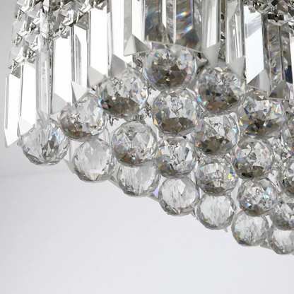 Modern Crystal Ceiling Light Square Crystal Chandelier E14 Base, Silver by HOMCOM