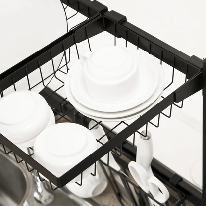 Space Saving Over The Sink Dish Drying Rack, 2 Tier Adjustable Dish Drainer by Unbranded