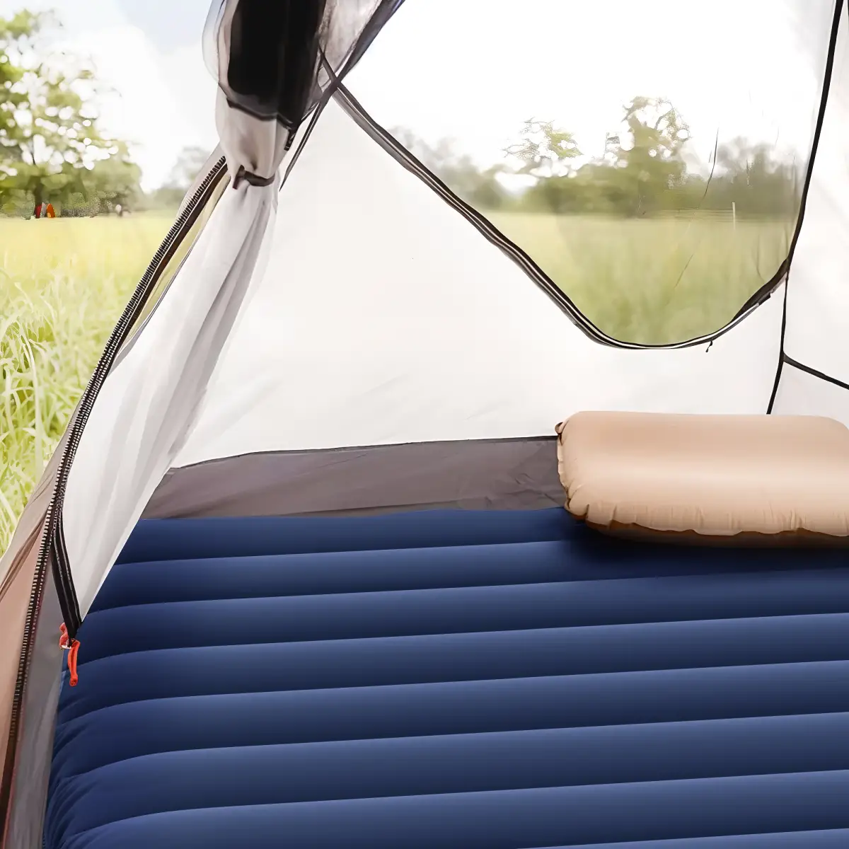 Inflatable Bed Double Mattress Camping Sleeping Outdoor Travel Blue Outsunny by Unbranded