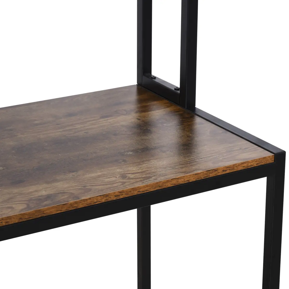 149x140x125cm Industrial L-Shaped Desk w Shelf - Brown & Black by HOMCOM