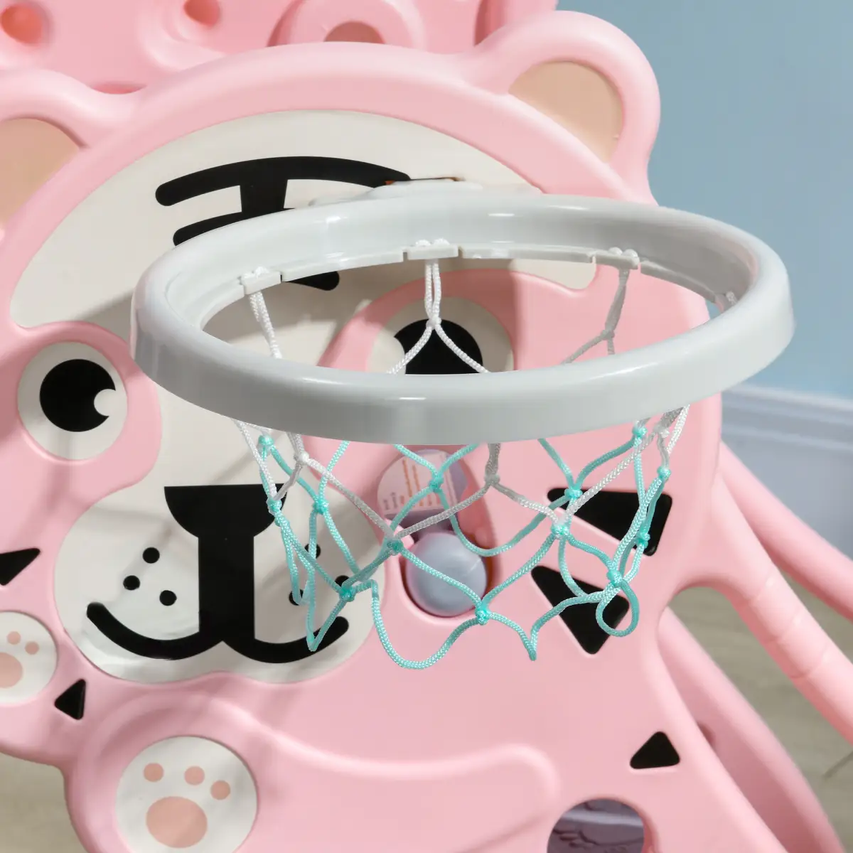 AIYAPLAY Kids Slide with Basketball Hoop, Basketball, for 18-36 Months, Pink by AIYAPLAY