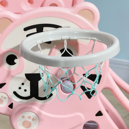 AIYAPLAY Kids Slide with Basketball Hoop, Basketball, for 18-36 Months, Pink by AIYAPLAY