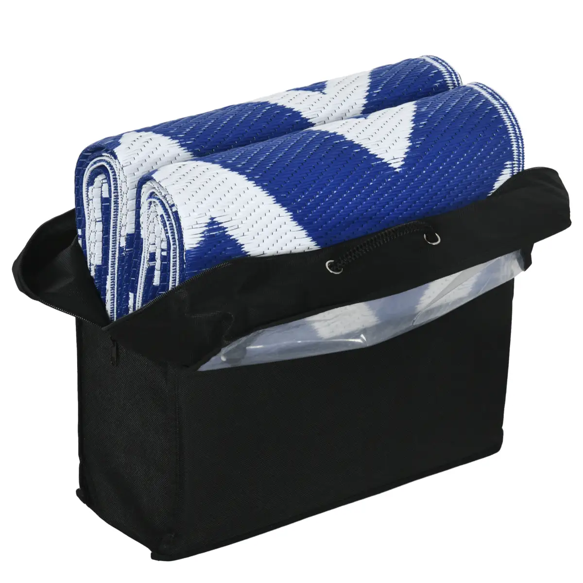 Outsunny Reversible Waterproof Outdoor Rug with Carry Bag, 182 x 274cm, Blue by Outsunny