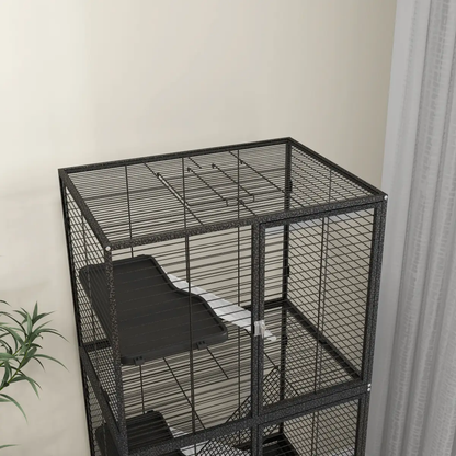 PawHut Ferret Cage 136cm Rolling Small Animal Cage w/ 3 Doors, Storage Shelf by PawHut