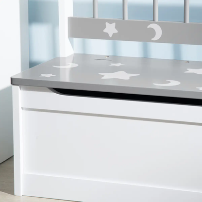 Two-In-One Wooden Toy Box, Kids Storage Bench w/ Safety Rod - Grey by Unbranded
