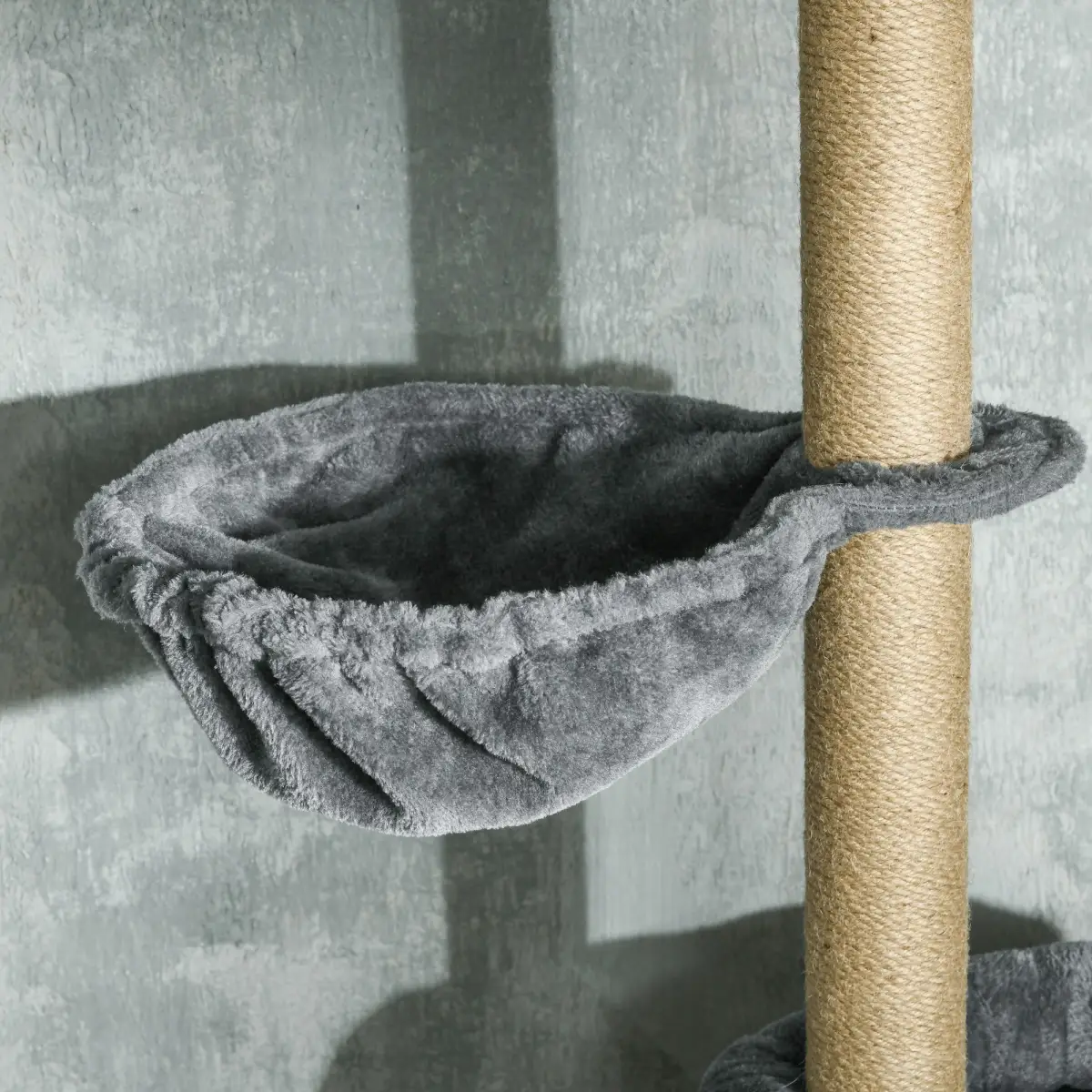 6-Tier Floor to Ceiling Cat Tree with Scratching Post, Bed, Hammock, Grey by PawHut