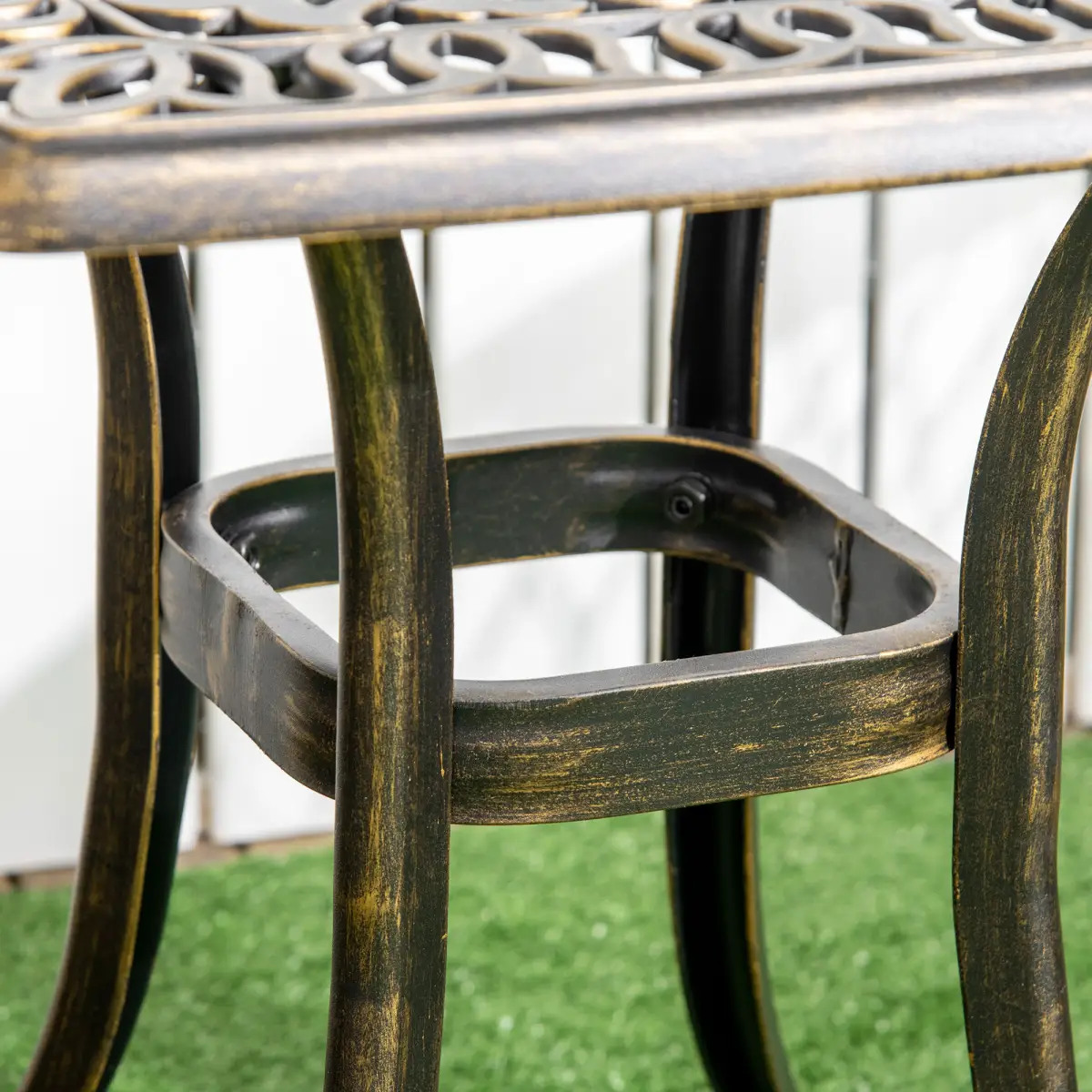 Outsunny 54 x 54cm Aluminium Outdoor Garden Side Table w/ Umbrella Hole, Bronze by Outsunny