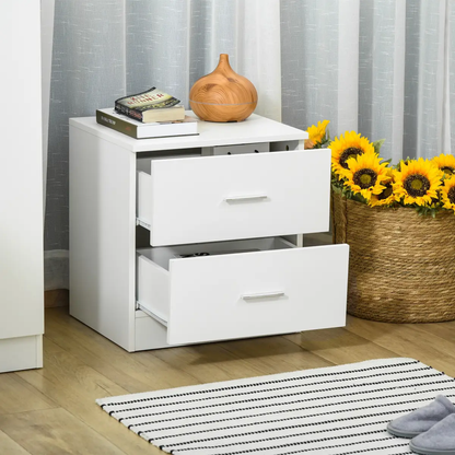 Bedside Table w/ 2 Drawers, Nightstand, Side Storage Cabinet Unit by HOMCOM