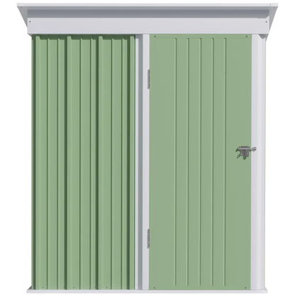 Outsunny Steel Garden Shed, Small Lean-to Shed for Bike Tool, 5x3 ft, Green by Outsunny