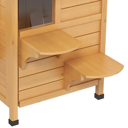 Wooden Cat House Cat Cave Pet Shelter Condos Outdoor Natural Wood Finish by PawHut