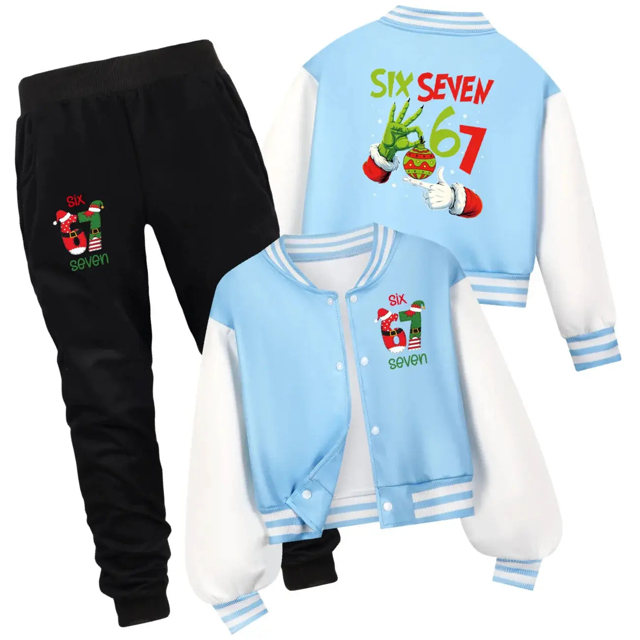 Children's Christmas Six Seven Baseball Hoodie Costume Uniform Casual Spring Autumn Wear for Boys And Girls by All Mart Bristol Ltd
