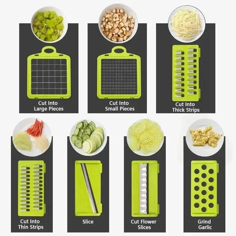 14/16 in 1 Multifunctional Vegetable Chopper Grate Food Handle Food Chopper Vegetable Slicer Dicer Cut Kitchen Items Cocina by All Mart Bristol Ltd