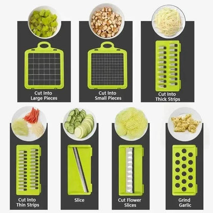 14/16 in 1 Multifunctional Vegetable Chopper Grate Food Handle Food Chopper Vegetable Slicer Dicer Cut Kitchen Items Cocina by All Mart Bristol Ltd