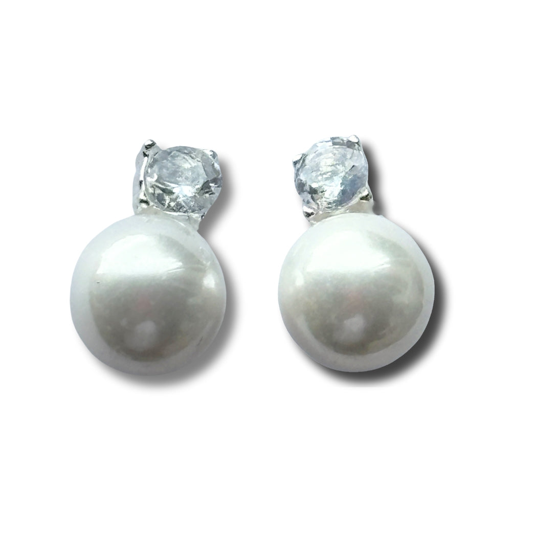 Cubic Zirconia Pearl Stud Earrings by Aye Do Gifts