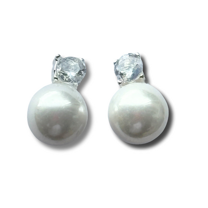 Cubic Zirconia Pearl Stud Earrings by Aye Do Gifts
