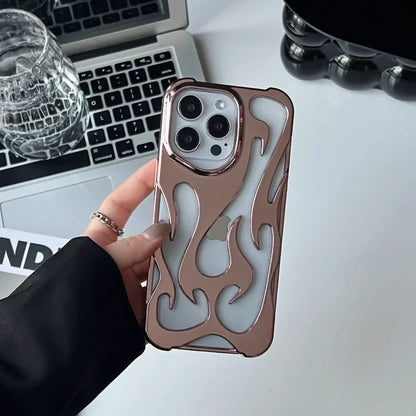 Electroplating Hollow Heat Dissipation Phone Case Flame Pattern High-grade Soft Shell by Dropshipman