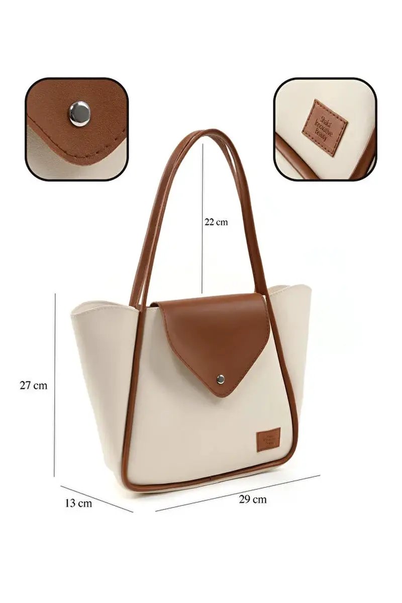 Large Faux Leather Snap Closure Tote Bag Single Compartment Hand Arm and Shoulder Bag by All Mart Bristol Ltd