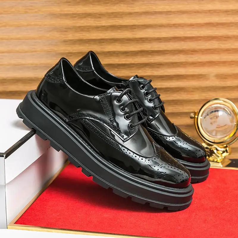 Business Formal Britishstyle Glossy Heightincreasing Leather Shoes by Dropshipman