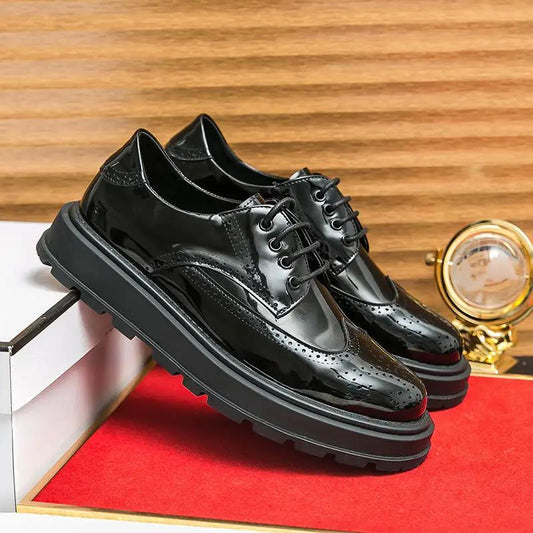 Business Formal Britishstyle Glossy Heightincreasing Leather Shoes by Dropshipman