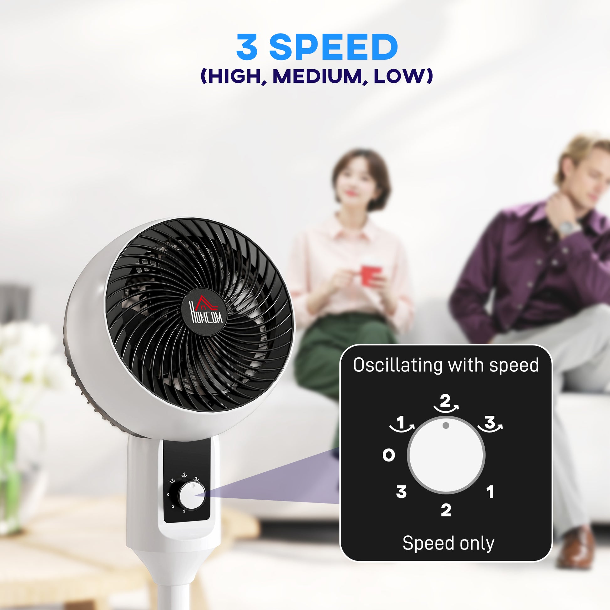 32 Inch Air Circulator Fan 70 Oscillation Carry Handle Black White HOMCOM by Unbranded
