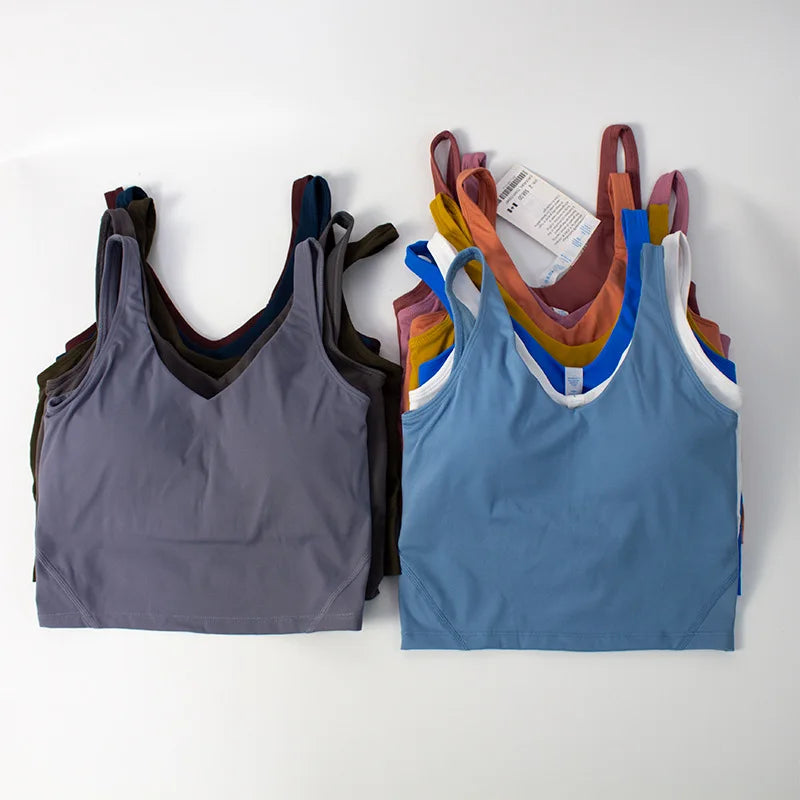 Classic women's 2-piece yoga outfit: U-shaped camisole top & high-waisted nude-feel leggings, suitable for fitness and workout. by All Mart Bristol Ltd