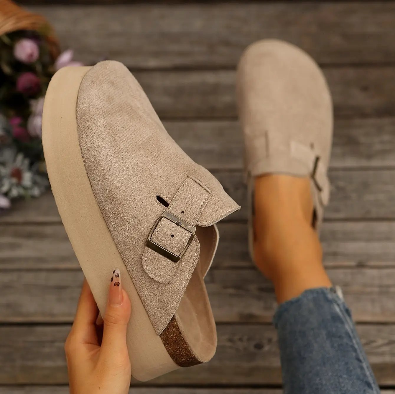 Thick Sole Half Slippers Women's Toe Cap Slip-on by Dropshipman