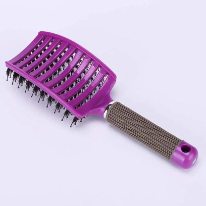 Boar Bristle Hair Brush Set – Curved & Vented Detangling Brushes in Pink & Purple by All Mart Bristol Ltd