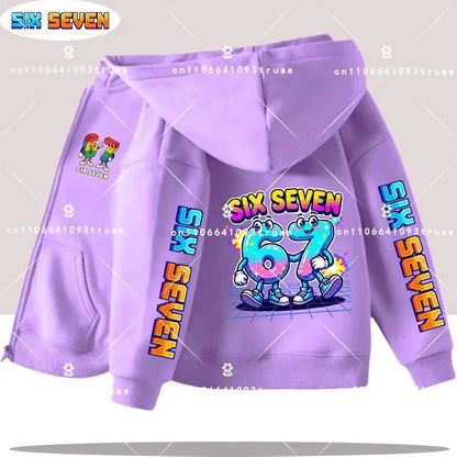 Hot Six Seven Children's Zip Up Hoodies Funny 67 Brainrot Zipper Hoody Clothes Kid Girl Boy Baby Casual Fashion Tops Sweatshirts by All Mart Bristol Ltd