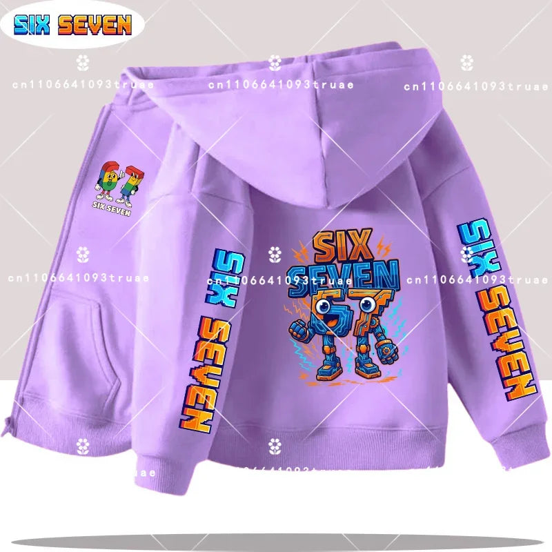 Hot Six Seven Children's Zip Up Hoodies Funny 67 Brainrot Zipper Hoody Clothes Kid Girl Boy Baby Casual Fashion Tops Sweatshirts by All Mart Bristol Ltd