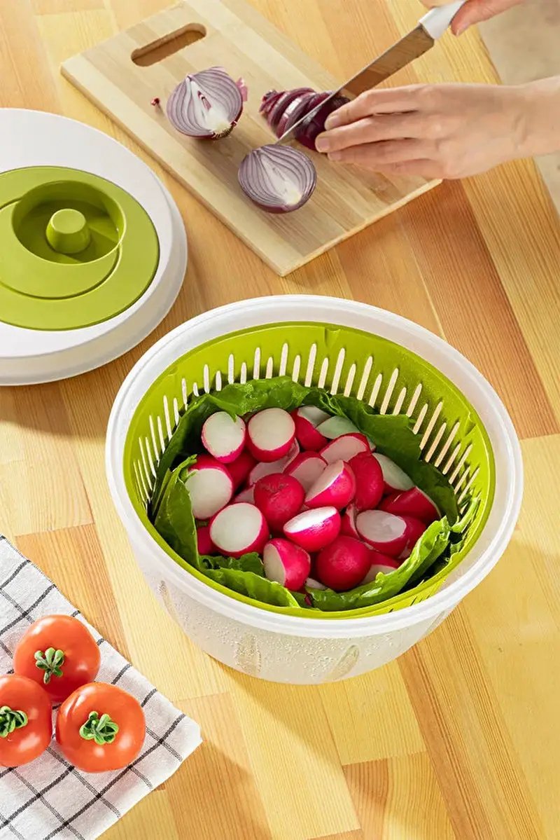 Salad Spinner 4.5L Vegetable Dryer with Ergonomic Handle Large Bowl by All Mart Bristol Ltd