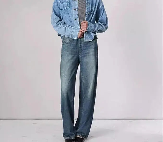 2026 Jeans Wide Leg Pants Women Denim Floor Length Mid Waist Washed Distressed Pockets Vintage Y2k Streetwear Straight Trousers by All Mart Bristol Ltd