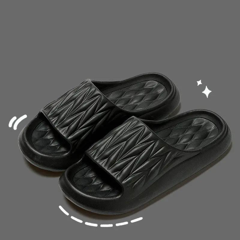 Leaf Texture Design Slippers For Women Men Summer Indoor Household Non-slip Anti-odor Bathing Slippers House Shoes Couple by Dropshipman