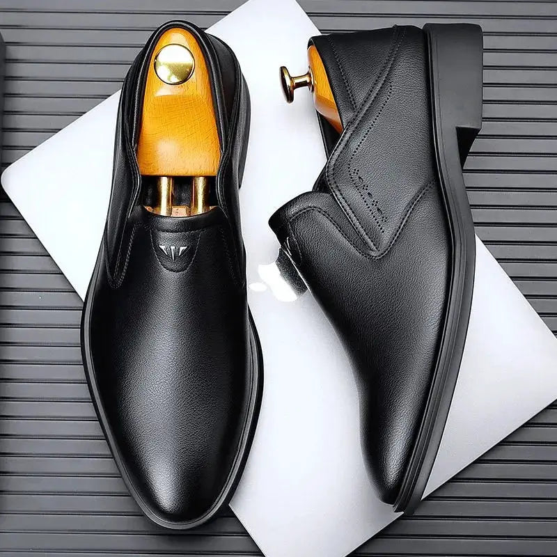 Men's Casual Business White Shoes Slip-On Formal Photography Suit Shoes Pointed Toe Leather Shoes Comfortable All-Match by All Mart Bristol Ltd