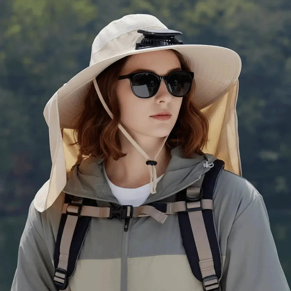 New UPF50+ Solar Fan Hat with Shawl Adjustable Wide Brim Hat Sunscreen Waterproof Fishing Hat Hiking by All Mart Bristol Ltd