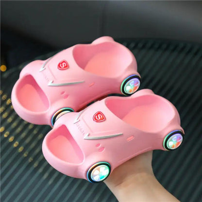 Kids Glowing Slippers Cartoon Car Sandals Children Sandals Anti Slip Boys Girls Luminous Slippers Summer Beach Shoes by Dropshipman