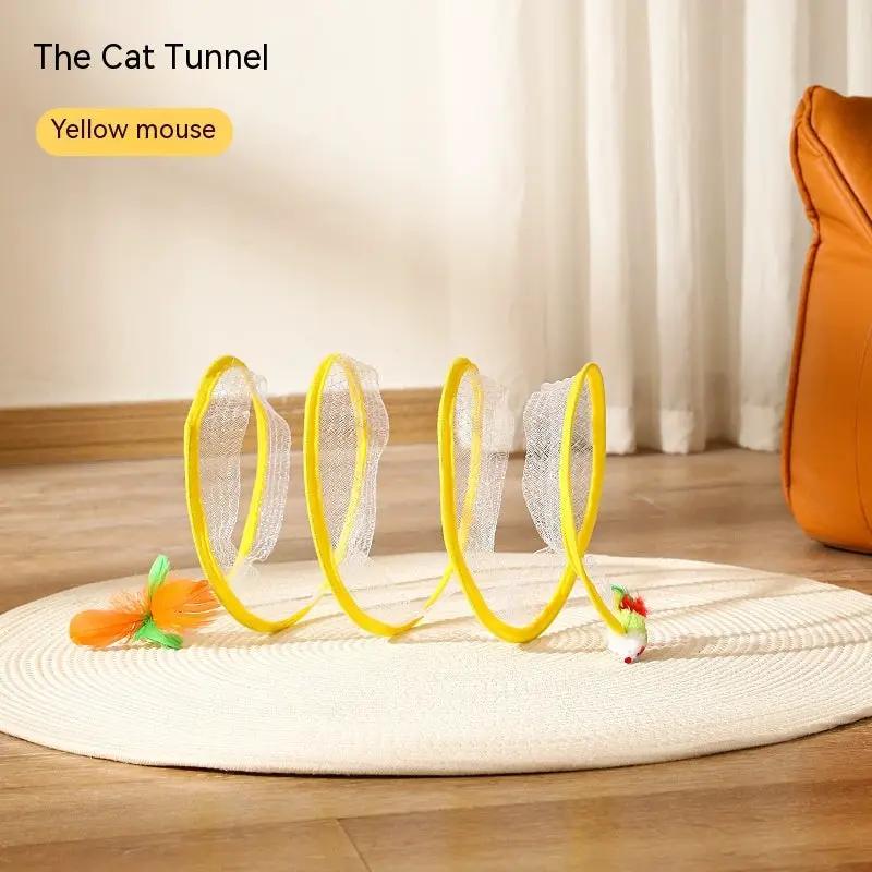 Folded Cat Tunnel S Type Cats Tunnel Spring Toy Mouse Tunnel Cat Outdoor Cat Toys For Kitten Interactive Cat Supplies by Dropshipman