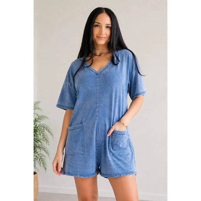 Oversized Romper- Acid Wash by All Mart Bristol Ltd