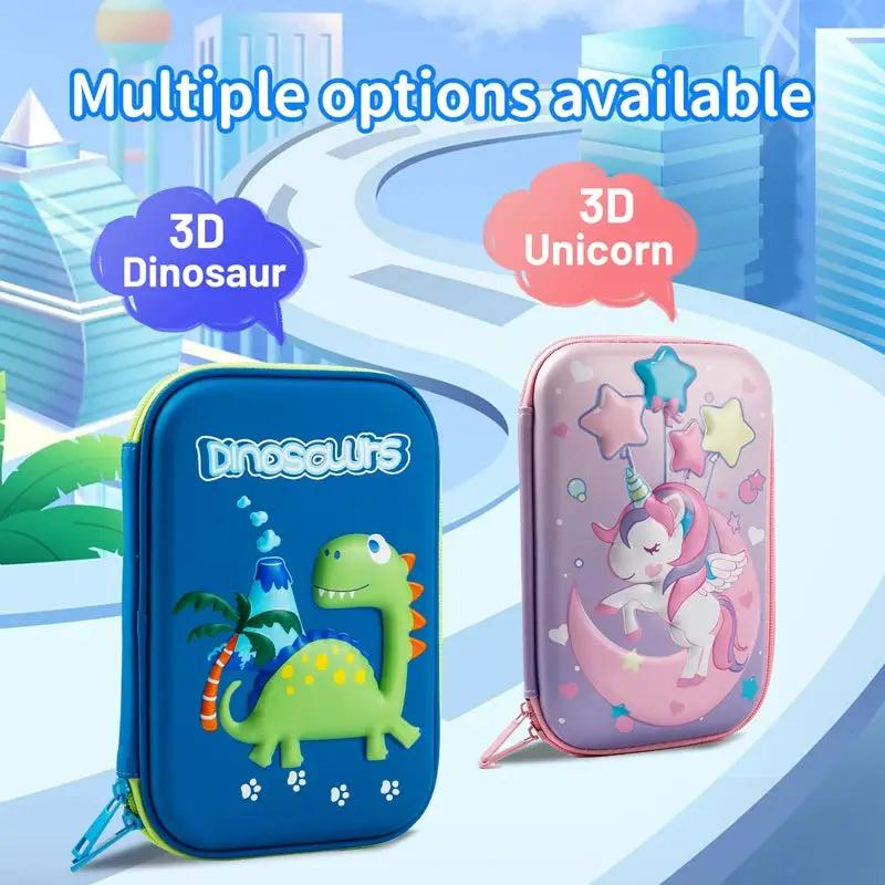 Cool Dinosaur Pencil Case Stationery Set Unicorn 3D EVA Pencil Box Organizer School Supplies for Kids Boys Back to School Gift by All Mart Bristol Ltd