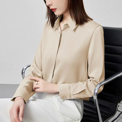 Graceful Satin Top OL Business Clothing Shirt For Women by Dropshipman