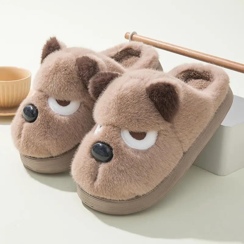 Warm And Cute Puppy Platform Non Slip Cotton Slippers by Dropshipman