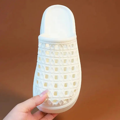 Chunky Thick Sole 7cm Platform Slippers Women Hollow Perforated Breathable Mules Shoes Concise Woman Height Boost Summer Slides by All Mart Bristol Ltd