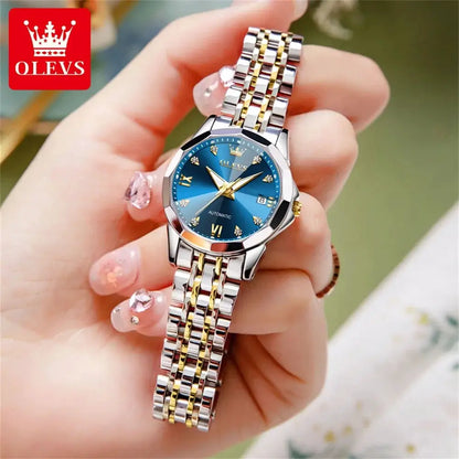 OLEVS Women's Watches Trend Elegant Sparkling Shining Diamond Scale Original Automatic Mechanical Wristwatch for Lady Waterproof by All Mart Bristol Ltd