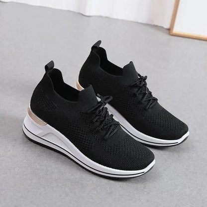 Autumn New Style Wedge Heel Outer Knit Women's Shoes Thick Sole Breathable Casual Shoes by Dropshipman