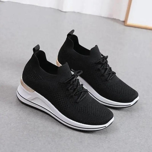 Autumn New Style Wedge Heel Outer Knit Women's Shoes Thick Sole Breathable Casual Shoes by Dropshipman