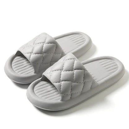 New Rhombus Home Slippers Summer Non-slip Floor Bathroom Slipper Lightweight Simple House Shoes For Women Men by Dropshipman