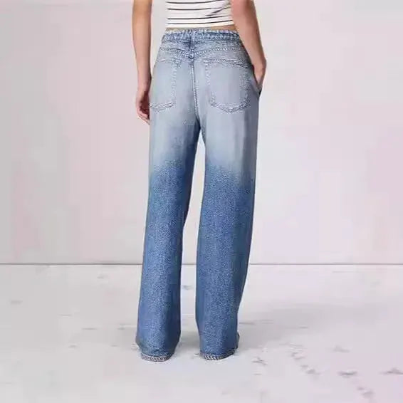 2026 Jeans Wide Leg Pants Women Denim Floor Length Mid Waist Washed Distressed Pockets Vintage Y2k Streetwear Straight Trousers by All Mart Bristol Ltd