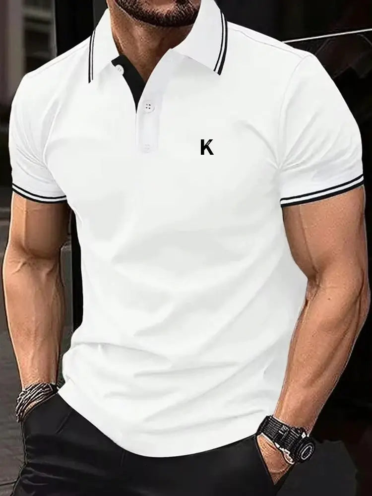 Men's Polo Sweater Golf Shirt Daily Wear Shirt Short Sleeves Stylish Vintage Style Striped Summer Regular Fit Polo Sweater by All Mart Bristol Ltd