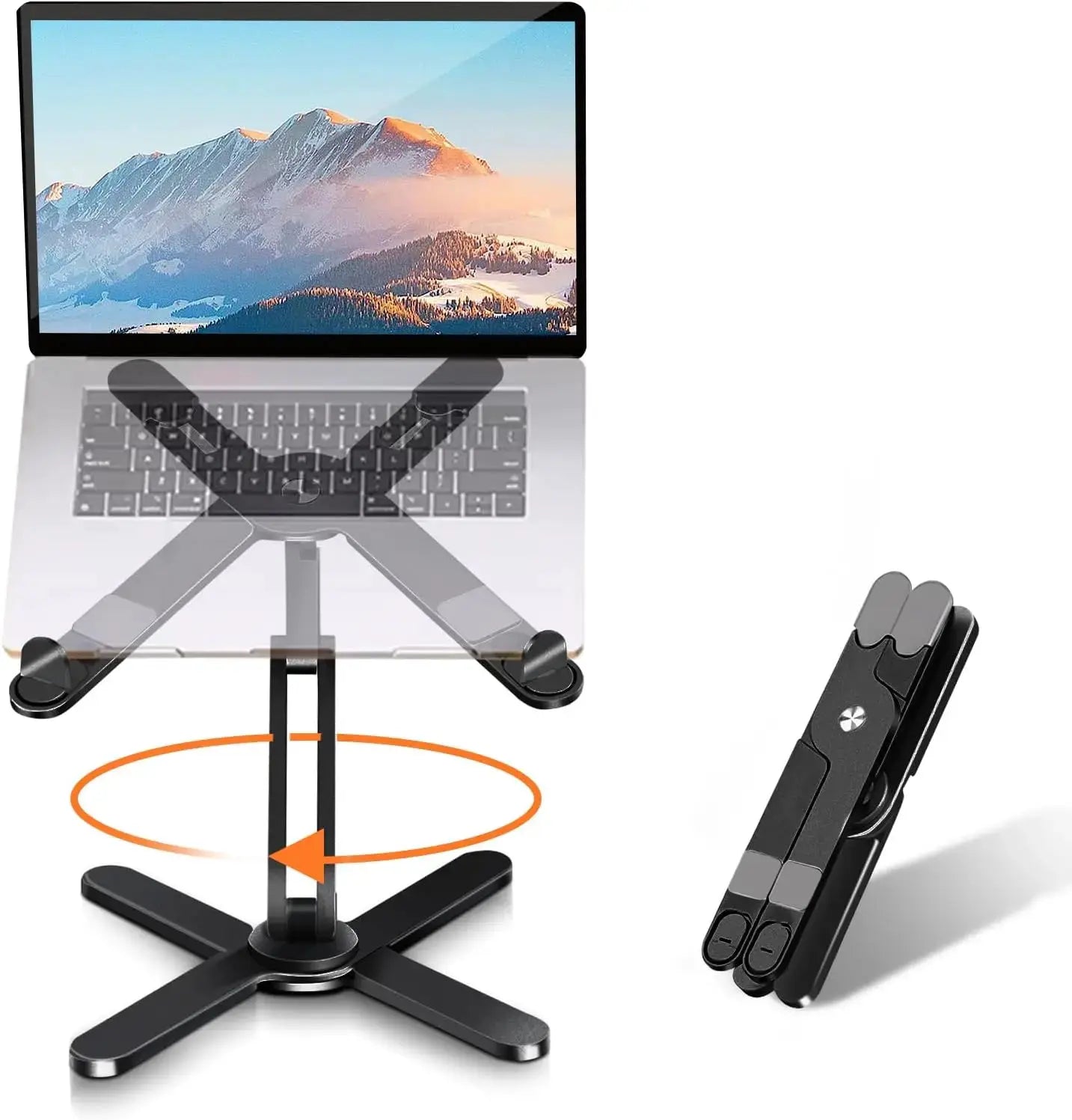 Foldable Laptop Stand 360°Rotation Notebook Table Adjustable Aluminum Alloy Holder Portable X Type Bracket for 10-17 inch Laptop by All Mart Bristol Ltd