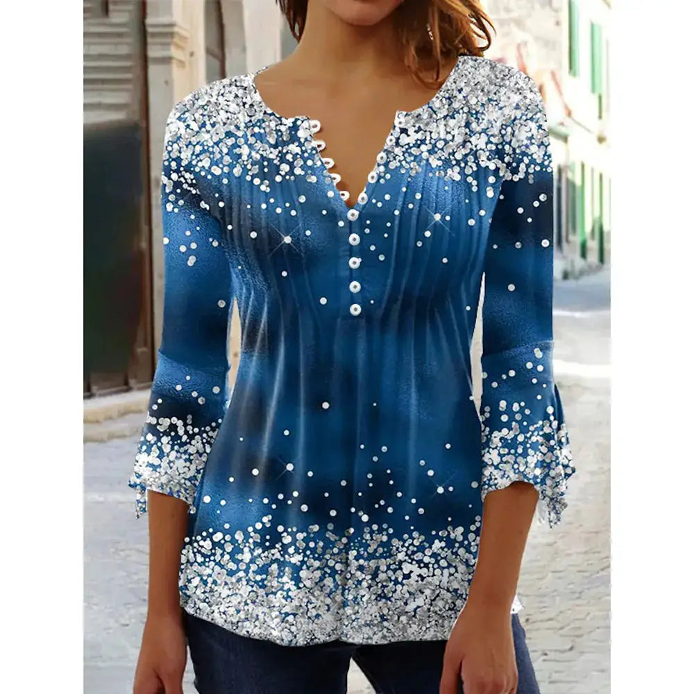 Women'S V-Neck Button-Down T-Shirt Street Trend Top Fashion V-Neck Clothing Printed Women'S T-Shirt Casual Everything T-Shirt by All Mart Bristol Ltd